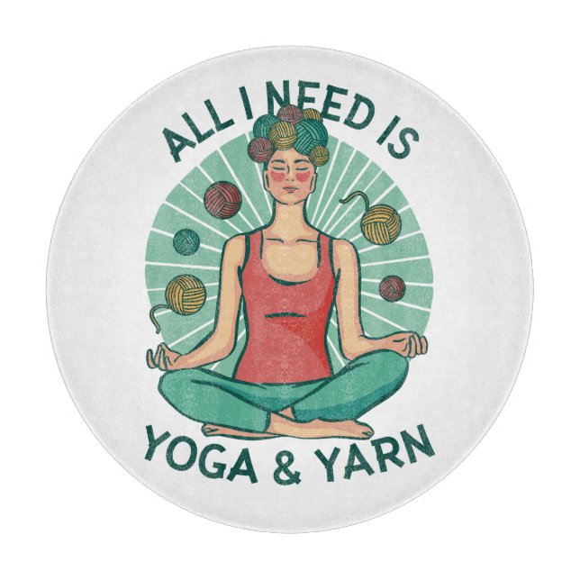 All I need is Yoga and Yarne Phrase Cutting Board (Front)