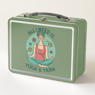 All I need is Yoga and Yarne Phrase Metal Lunch Box