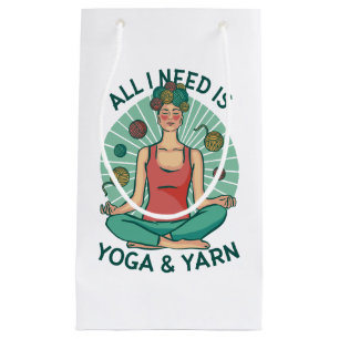 All I need is Yoga and Yarne Phrase Small Gift Bag