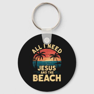 All I Need Jesus And The Beach Funny Christian Sun Key Ring