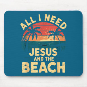 All I Need Jesus And The Beach Funny Christian Sun Mouse Mat