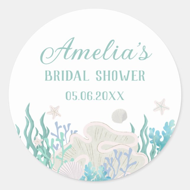 All I Sea Is Love Beach Ocean Bridal Shower Classic Round Sticker (Front)