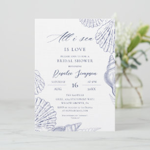All I Sea Is Love Blue Coastal Bridal Shower Invitation