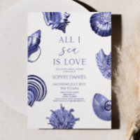 All I Sea Is Love Blue Seashells Bridal Shower