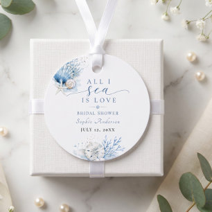 All I Sea Is Love Bridal Shower Blue Watercolor Favour Tags