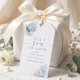 All I Sea Is Love Bridal Shower Blue Watercolor Gift Tags