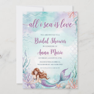 all i sea is love bridal shower invitations