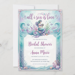 all i sea is love bridal shower invitations