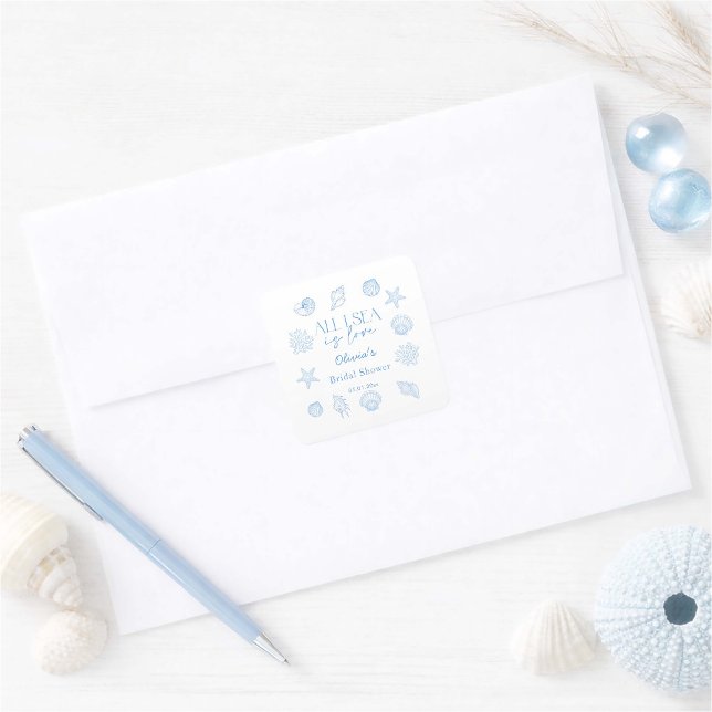 All I Sea Is Love Bridal Shower  Square Sticker (Creator Uploaded)