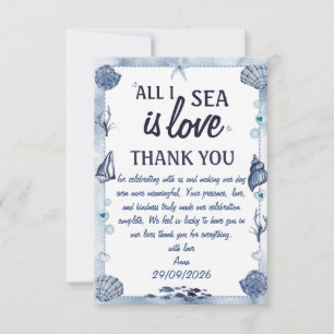 all I Sea Is Love Bridal Shower Watercolor  Thank You Card