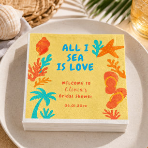 All I Sea Is Love Coastal Boho Bridal Custom Napkin