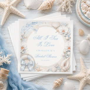 All I Sea Is Love Coastal Bridal Shower Napkin