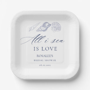 All I Sea Is Love Coastal Bridal Shower Paper Plate
