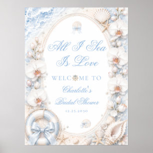 All I Sea Is Love Coastal Bridal Shower Welcome Poster