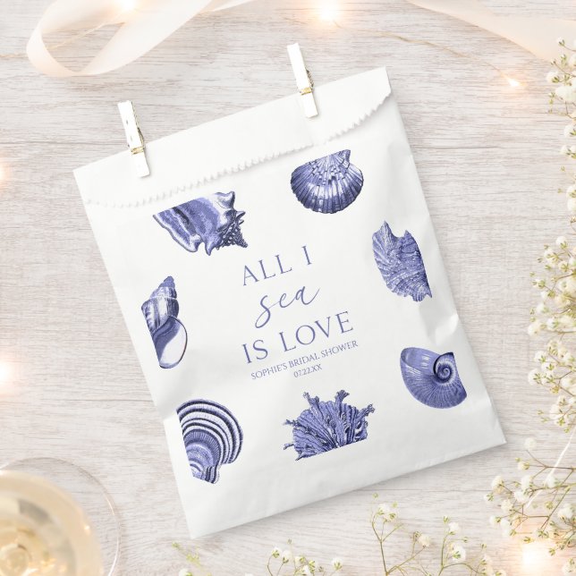 All I Sea Is Love Elegant Seashells Bridal Shower  Favour Bags (Clipped)
