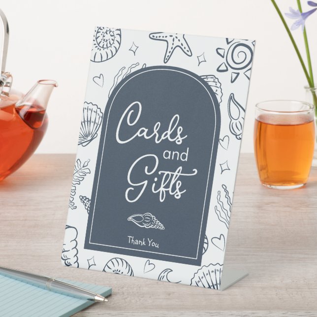 All I Sea is Love Navy Blue Cards and Gifts  Pedestal Sign (In SItu)