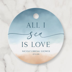 All I Sea Is Love Ocean Beach Shore Bridal Shower Favour Tags