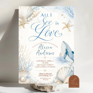 All I sea is love Ocean Summer Bridal Shower Invitation