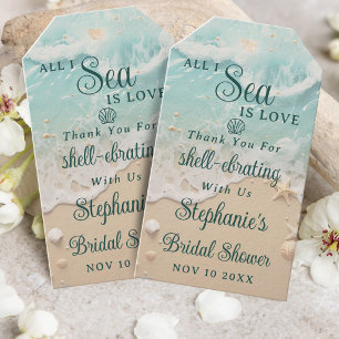 All I Sea Is Love Ocean Waves Beach Bridal Shower Gift Tags