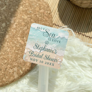 All I Sea Is Love Ocean Waves Beach Bridal Shower Square Sticker