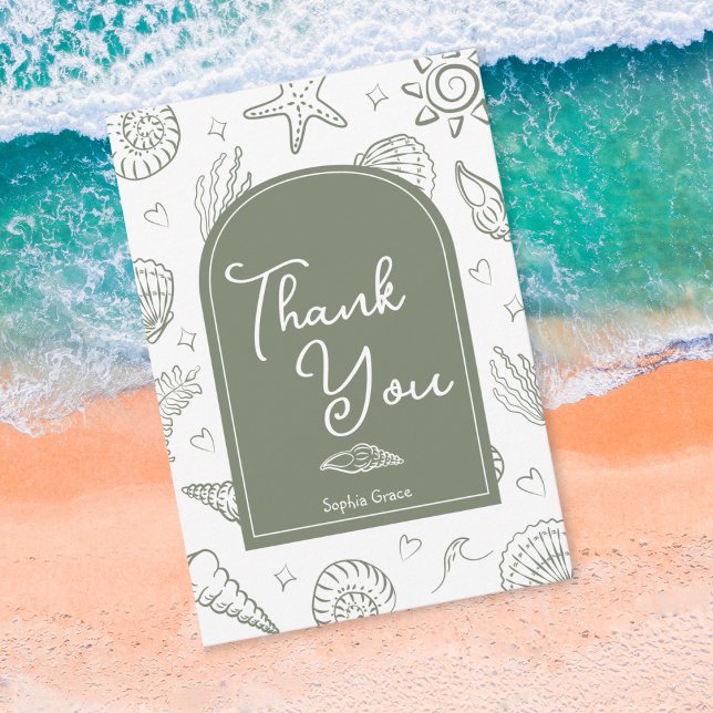 All I Sea is Love Sage Green Thank You Card (Creator Uploaded)