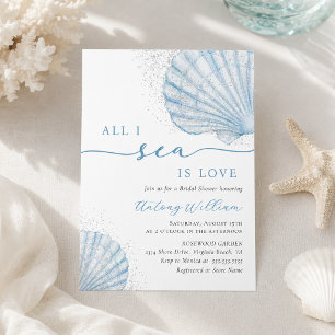 All I Sea Is Love Seashell Bridal Shower Invitation