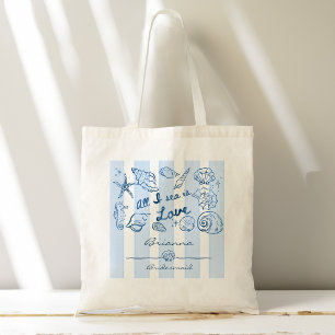 All I sea is love seashell bridesmaid gifts custom Tote Bag