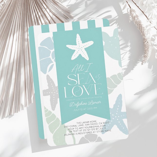 All I Sea is Love Starfish Bridal Shower Invitation (Creator Uploaded)