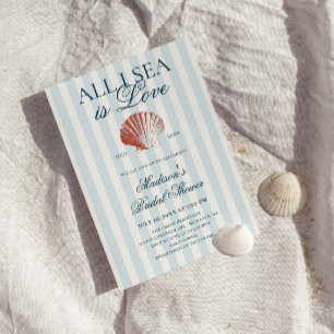 All I Sea is Love Striped Bridal Shower Invitation