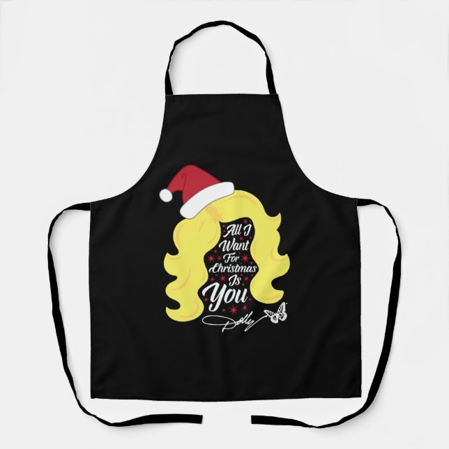 All I Want Christmas Dolly Wig Apron (Front)