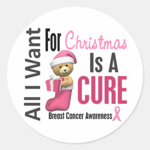 All I Want For Christmas Breast Cancer Classic Round Sticker