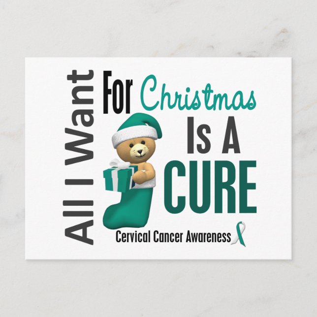All I Want For Christmas Cervical Cancer Holiday Postcard (Front)