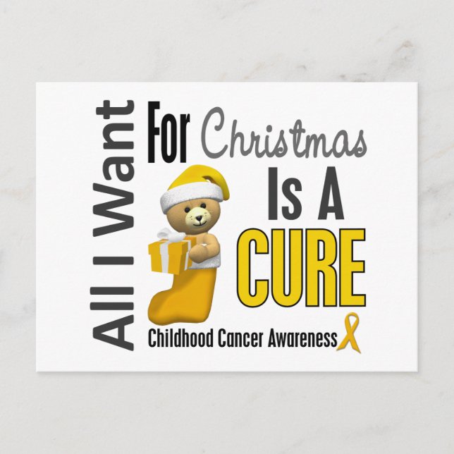 All I Want For Christmas Childhood Cancer Holiday Postcard (Front)