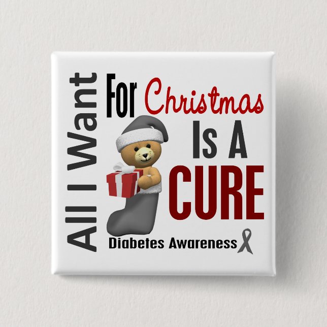 All I Want For Christmas Diabetes 15 Cm Square Badge (Front)