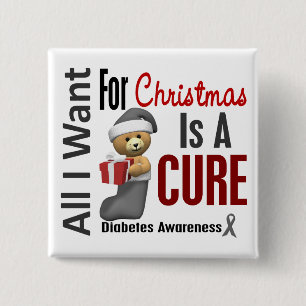 All I Want For Christmas Diabetes 15 Cm Square Badge