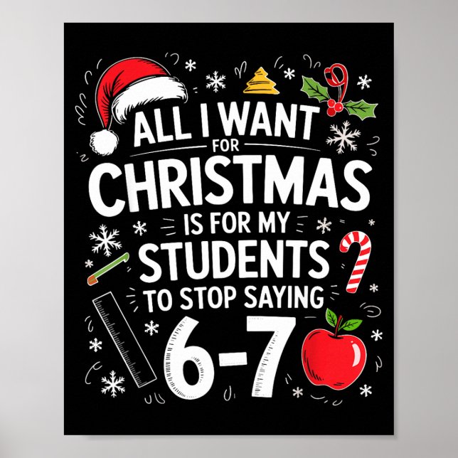 All I Want For Christmas Funny Saying 6-7 67 Six S Poster (Front)