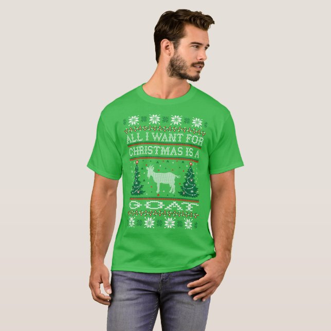 All I Want For Christmas Goat Ugly Sweater Tshirt (Front Full)