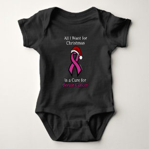 All I Want for Christmas/Hat...Breast Cancer Baby Bodysuit