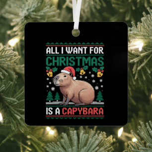 All I Want For Christmas Is A Capybara Animal Gift Metal Tree Decoration