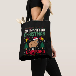 All I Want For Christmas Is A Capybara Ugly Xmas Tote Bag