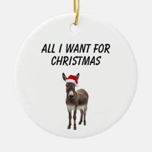 all i want for Christmas is a donkey, Ceramic Tree Decoration