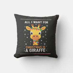 All I Want For Christmas Is A Giraffe Animal Ugly Cushion