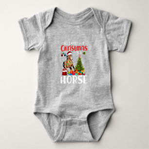 All I Want For Christmas Is A Horse Funny Horse Baby Bodysuit
