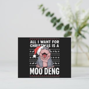 All I Want for Christmas is a Moo Deng Holiday Postcard