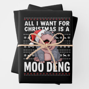 All I Want for Christmas is a Moo Deng  Wrapping Paper Sheet