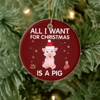 All I Want For Christmas Is A Pig Ceramic Tree Decoration