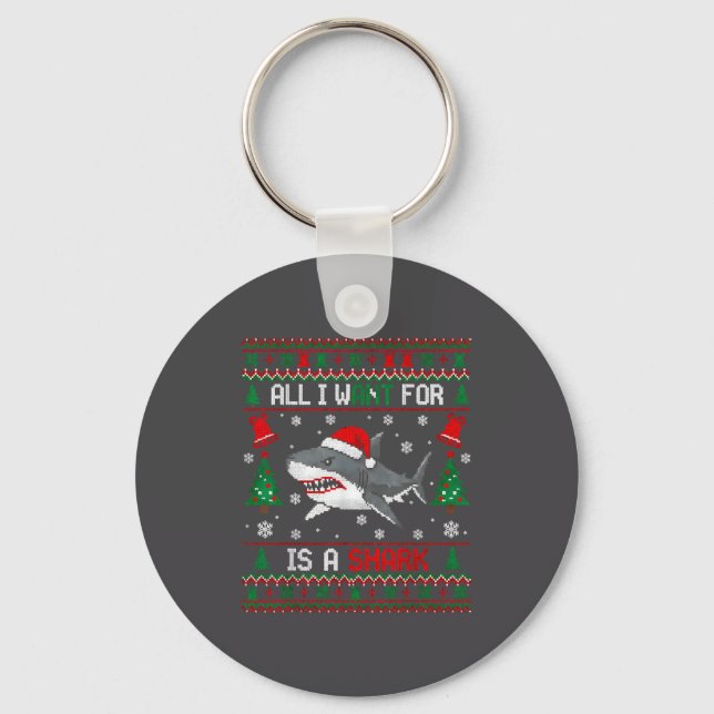 All-i-want-for Christmas Is A Shark, Funny Shark C Key Ring (Front)