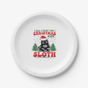 All I Want for Christmas is a Sloth Paper Plate