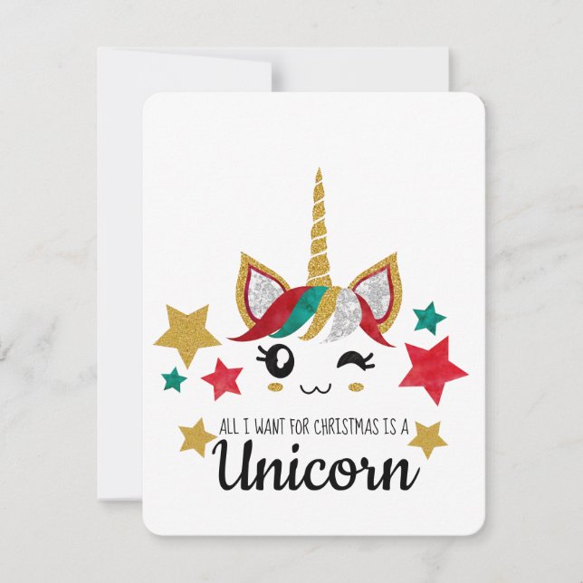 All I Want For Christmas is a Unicorn Holiday Card (Front)