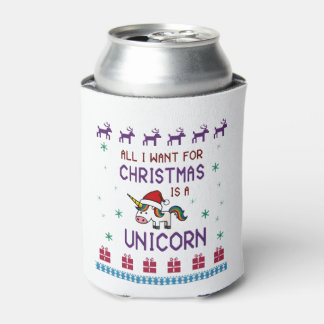 All I Want For Christmas Is A Unicorn Ugly Christm Can Cooler